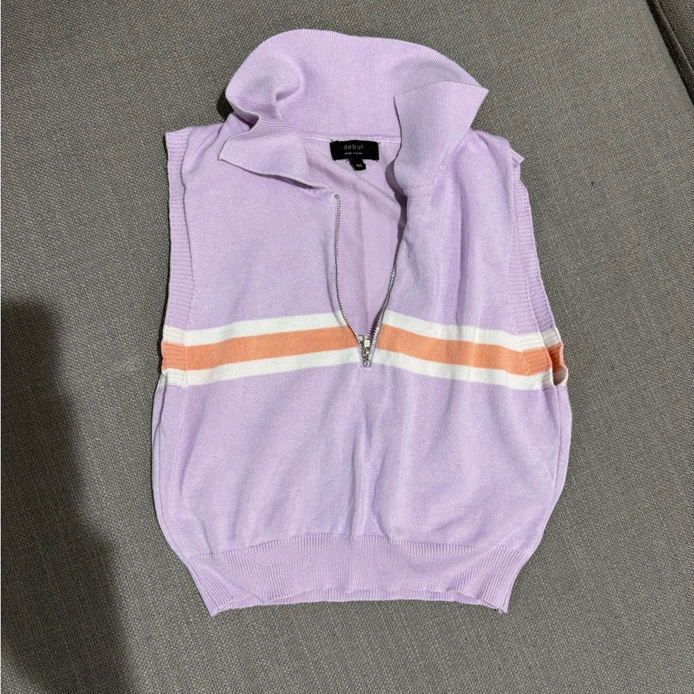 Lavender Zip-Up Sweater Vest